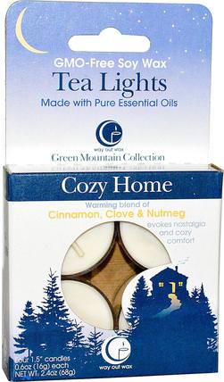 Tea Lights, Cozy Home, 4 Candles, 0.6 oz (16 g) Each by Way Out Wax, 洗澡，美容，蠟燭 HK 香港