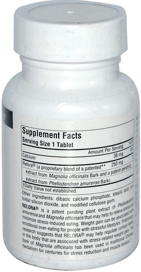 減肥，飲食，皮質醇，木蘭樹皮（phellodendron） - Source Naturals, Relora, 250 mg, 90 Tablets