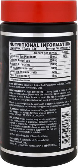 減肥，飲食，運動 - Nutrex Research Labs, Lipo 6 Black, Ultra Concentrate, Fruit Punch, 70 g