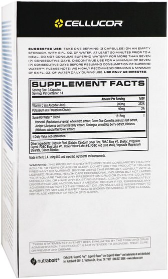 減肥，飲食，補品 - Cellucor, Super HD Water, 42 Capsules