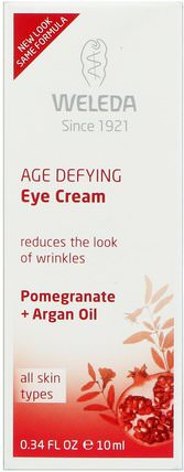 Age Defying Eye Cream, All Skin Types, Pomegranate + Argan Oil, 0.34 fl oz (10 ml) by Weleda, 美容，眼霜 HK 香港