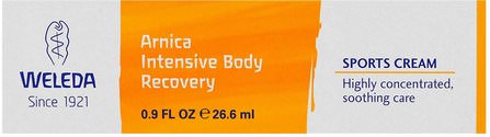 Arnica Intensive Body Recovery, Sports Cream, 0.9 fl oz (26.6 ml) by Weleda, 補品，順勢療法，山金車蒙大拿州 HK 香港