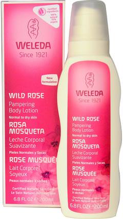 Pampering Body Lotion, Wild Rose, 6.8 fl oz (200 ml) by Weleda, 洗澡，美容，潤膚露 HK 香港