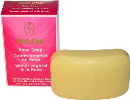 Rose Soap, 3.5 oz (100 g) by Weleda, 洗澡，美容，肥皂 HK 香港