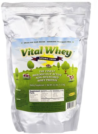 Vital Whey, Natural Cocoa, 2.5 lbs (1.13 kg) by Well Wisdom, 補充劑，乳清蛋白，乳清蛋白未變性 HK 香港