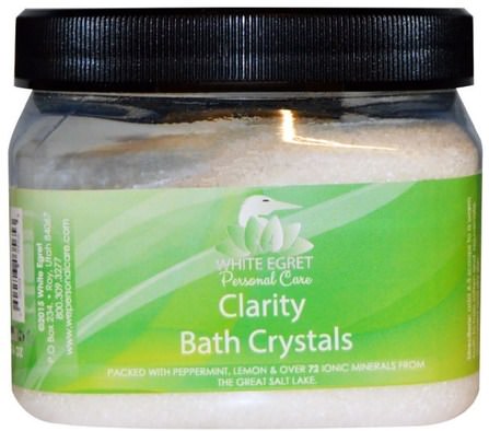 Clarity Bath Crystals, 16 oz by White Egret Personal Care, 洗澡，美容，浴鹽 HK 香港