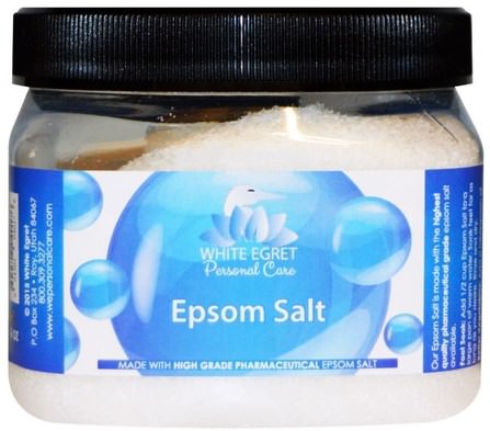 Epsom Salt, 16 oz by White Egret Personal Care, 洗澡，美容，浴鹽 HK 香港