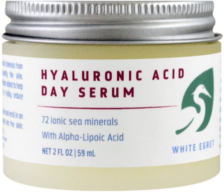 Hyaluronic Acid, Day Serum, 2 fl oz (59 ml) by White Egret Personal Care, 健康，皮膚，面霜一天，皮膚護理 HK 香港