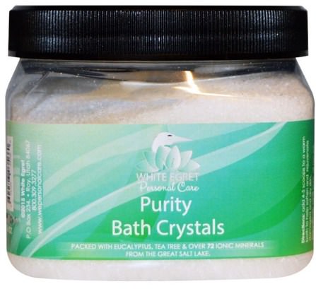 Purity Bath Crystals, 16 oz by White Egret Personal Care, 洗澡，美容，浴鹽 HK 香港