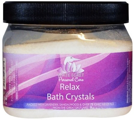 Relax Bath Crystals, 16 oz by White Egret Personal Care, 洗澡，美容，浴鹽 HK 香港