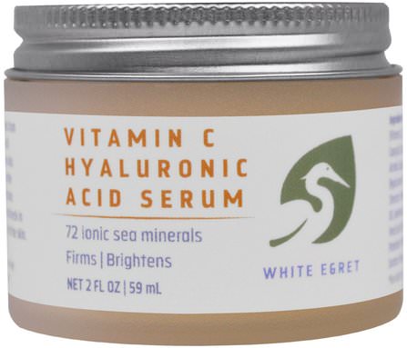Vitamin C Hyaluronic Acid Serum, 2 fl oz (59 ml) by White Egret Personal Care, 美容，面部護理，皮膚類型抗衰老皮膚，維生素c HK 香港