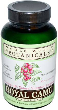 Royal Camu, 350 mg, 140 Capsules by Whole World Botanicals, 補充劑，抗氧化劑，camu camu - 天然維生素c HK 香港