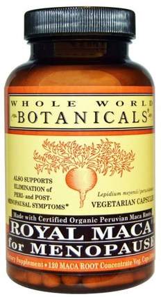 Royal Maca for Menopause, 500 mg, 120 Vegetarian Capsules by Whole World Botanicals, 補充劑，adaptogen，男性，瑪卡 HK 香港