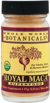 Royal Maca Powder, 2.01 oz (57 g) by Whole World Botanicals, 補充劑，adaptogen HK 香港