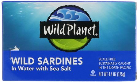 Wild Sardines In Water with Sea Salt, 4.4 oz (125 g) by Wild Planet, 健康 HK 香港