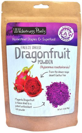 Freeze Dried Dragonfruit Powder, 3.5 oz (99 g) by Wilderness Poets, 補品，超級水果 HK 香港