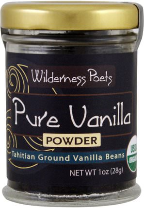 Pure Vanilla Powder, Tahitian Ground Vanilla Beans, 1 oz (28 g) by Wilderness Poets, 補充劑，香草精華豆 HK 香港