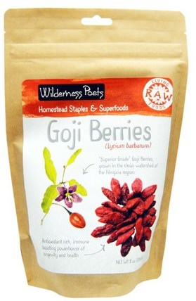 Raw Living Foods, Goji Berries, 8 oz (226.8 g) by Wilderness Poets, 補品，adaptogen，乾果 HK 香港