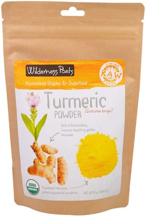 Turmeric Powder, 8 oz (226.8 g) by Wilderness Poets, 補充劑，抗氧化劑，薑黃素，薑黃 HK 香港