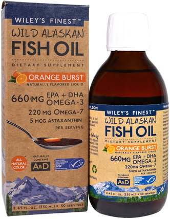Wild Alaskan Fish Oil, Orange Burst, 660 mg, 8.4 fl oz. (250 ml) by Wileys Finest, 補充劑，efa omega 3 6 9（epa dha），魚油液體 HK 香港