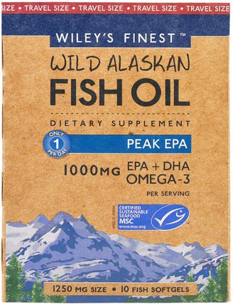 Wileys Finest, Wild Alaskan Fish Oil, Peak EPA, 1250 mg, 10 Fish Softgels by Wileys Finest, 健康 HK 香港