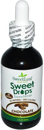 SweetLeaf Liquid Stevia, Sweet Drops Sweetener, Chocolate, 2 fl oz (60 ml) by Wisdom Natural, 食物，甜味劑，甜葉菊 HK 香港