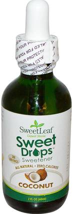 SweetLeaf Liquid Stevia, Sweet Drops Sweetener, Coconut, 2 fl oz (60 ml) by Wisdom Natural, 食物，甜味劑，甜葉菊液 HK 香港