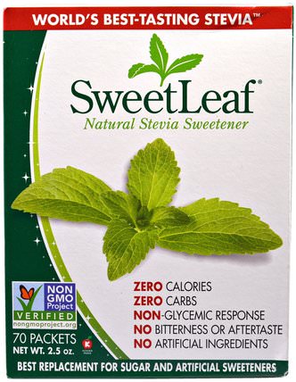 SweetLeaf, Natural Stevia Sweetner, 70 Packets by Wisdom Natural, 食物，甜味劑，甜葉菊包 HK 香港