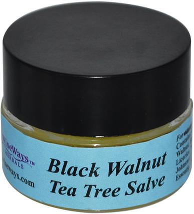 Black Walnut Tea Tree Salve, 1/4 oz (7.1 g) by WiseWays Herbals, 草藥，黑胡桃，草藥膏 HK 香港