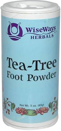 Tea-Tree Foot Powder, 3 oz (85 g) by WiseWays Herbals, 健康，皮膚，茶樹，茶樹製品，沐浴，美容，足部護理 HK 香港