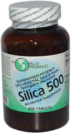 200 Tablets by World Organic Silica 500, 補充劑，礦物質，二氧化矽（矽） HK 香港
