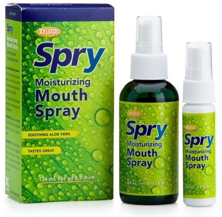 Spry, Moisturizing Mouth Spray, Light Mint, 2 Pack, 4.5 fl oz (134 ml) by Xlear, 健康，口乾，口腔牙齒護理，木糖醇口腔護理 HK 香港