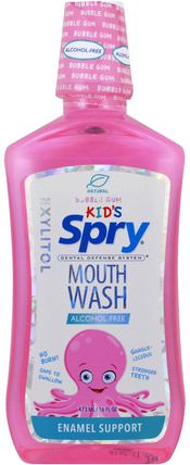 Kids Spry Mouth Wash, Enamel Support, Alcohol-Free, Natural Bubble Gum, 16 fl oz (473 ml) by Xlear, 健康，口乾，口腔牙齒護理 HK 香港