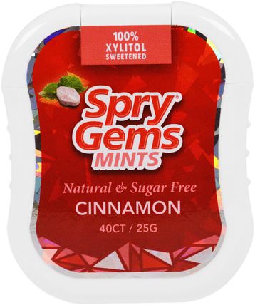 Spry Gems, Mints, Cinnamon, 40 Count, 25 g by Xlear, 洗澡，美容，口腔牙齒護理，木糖醇口香糖 HK 香港