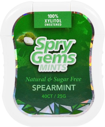 Spry Gems, Mints, Spearmint, 40 Count, 25 g by Xlear, 洗澡，美容，口腔牙齒護理，木糖醇口香糖 HK 香港
