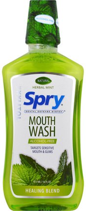 Spry Mouth Wash, Healing Blend, Alcohol-Free, Natural Herbal Mint, 16 fl oz (473 ml) by Xlear, 健康，口乾，口腔牙齒護理 HK 香港