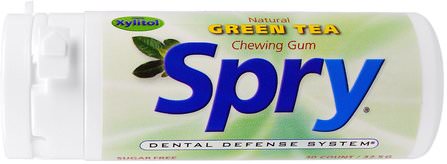 Spry Natural Chewing Gum, Green Tea, 30 Count (32.5 g) by Xlear, 洗澡，美容，口腔牙齒護理，木糖醇口香糖 HK 香港