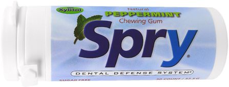 Spry Natural Chewing Gum, Peppermint, 30 Count (32.5 g) by Xlear, 洗澡，美容，口腔牙齒護理，木糖醇口香糖 HK 香港