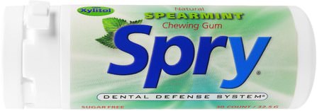 Spry Natural Chewing Gum, Spearmint, 30 Count (32.5 g) by Xlear, 洗澡，美容，口腔牙齒護理，木糖醇口香糖 HK 香港