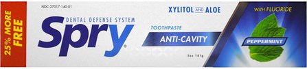 Spry Toothpaste, Anti-Cavity with Fluoride, Peppermint, 5 oz (141 g) by Xlear, 沐浴，美容，口腔牙齒護理，木糖醇口腔護理 HK 香港