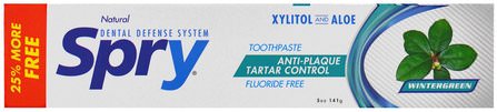 Spry Toothpaste, Anti-Plaque and Tartar Control, Fluoride Free, Natural Wintergreen, 5 oz (141 g) by Xlear, 沐浴，美容，口腔牙齒護理，木糖醇口腔護理，牙膏 HK 香港