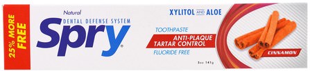 Spry Toothpaste, Anti-Plaque Tartar Control, Fluoride Free, Cinnamon, 5 oz (141 g) by Xlear, 沐浴，美容，口腔牙齒護理，木糖醇口腔護理，牙膏 HK 香港