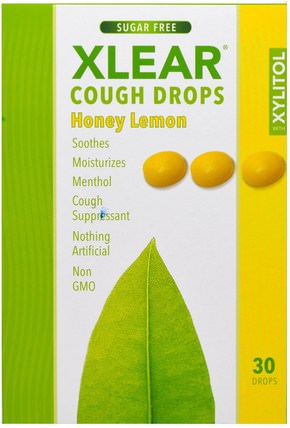 Xylitol, Cough Drops, Sugar Free, Honey Lemon, 30 Drops by Xlear, 健康，肺和支氣管，咳嗽滴 HK 香港