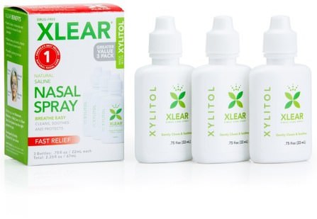 Xylitol, Natural Saline Nasal Spray, 3 Bottles.75 fl oz (22 ml) Each by Xlear, 沐浴，美容，口腔牙齒護理，木糖醇口腔護理，健康，鼻腔健康，鼻腔噴霧劑 HK 香港