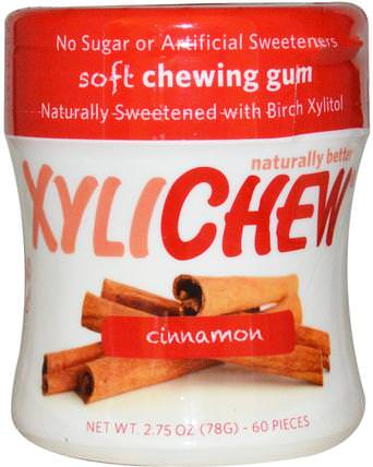 Cinnamon, 60 Pieces, 2.75 oz (78 g) by Xylichew Gum, 洗澡，美容，口腔牙齒護理，牙齦薄荷糖，口香糖，木糖醇口香糖糖果 HK 香港