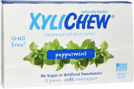 Peppermint, 12 Pieces by Xylichew Gum, 洗澡，美容，口腔牙齒護理，牙齦薄荷糖，口香糖，木糖醇口香糖糖果 HK 香港