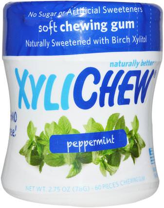 Peppermint, 60 Pieces, 2.75 oz (78 g) by Xylichew Gum, 洗澡，美容，口腔牙齒護理，牙齦薄荷糖，口香糖，木糖醇口香糖糖果 HK 香港