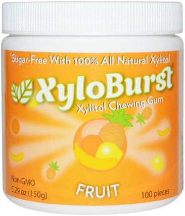 Xylitol Chewing Gum, Fruit, 5.29 oz (150 g), 100 Pieces by Xyloburst, 洗澡，美容，口腔牙齒護理，牙齦薄荷糖，口香糖 HK 香港
