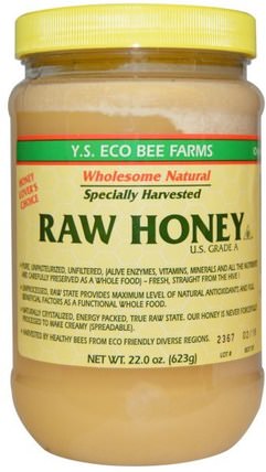 Raw Honey, U.S. Grade A, 22.0 oz (623 g) by Y.S. Eco Bee Farms, 食物，甜味劑，蜂蜜 HK 香港