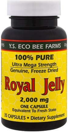 Royal Jelly, 2.000 mg, 35 Capsules by Y.S. Eco Bee Farms, 補充劑，蜂產品，蜂王漿 HK 香港